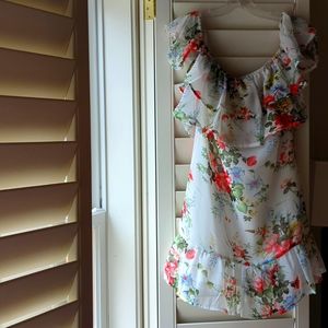 Parisian Petite Off Shoulder Tiered Dress In Floral Print. Size US 2/UK 6. NEW.